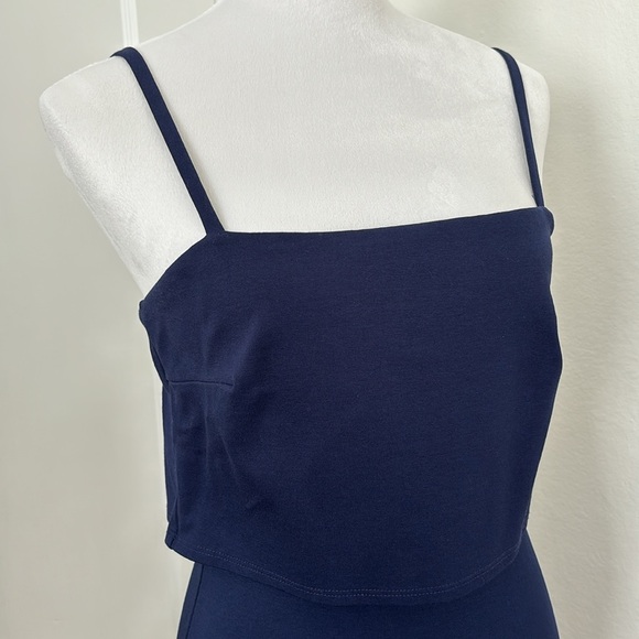 Soprano Popover Midi Body-Con Dress Sleeveless Midnight Navy Blue Size Medium - Picture 3 of 10